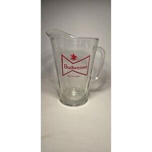 Vintage Budweiser Glass Beer Pitcher 9" tall Very Heavy Retro Y2k Man Cave Bar